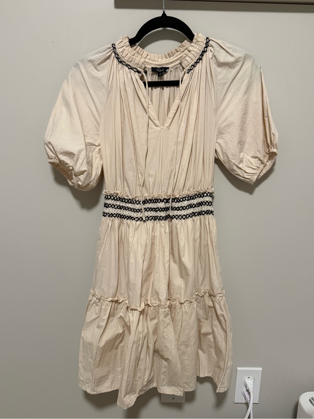 Rails Cream Mini Dress with Black Trim